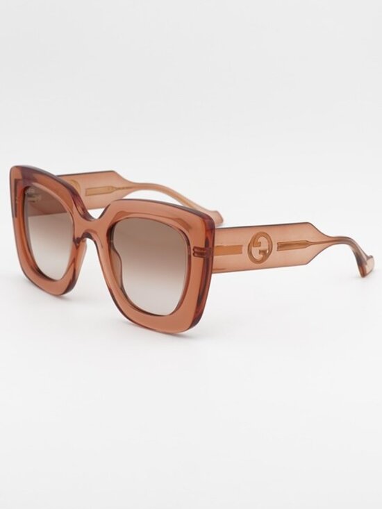 Gucci GG1556S 004 Sunglasses Shiny Brown Square Frame, Brown Gradient Lenses main image 10